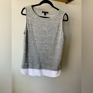 Gray and white thick strapped blouse